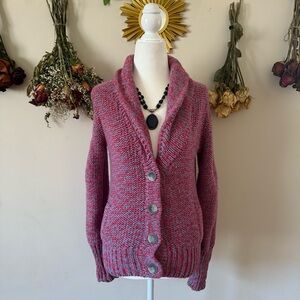 American Eagle Grannycore/Cabincore Hot Pink and Purple Knitted Cardigan